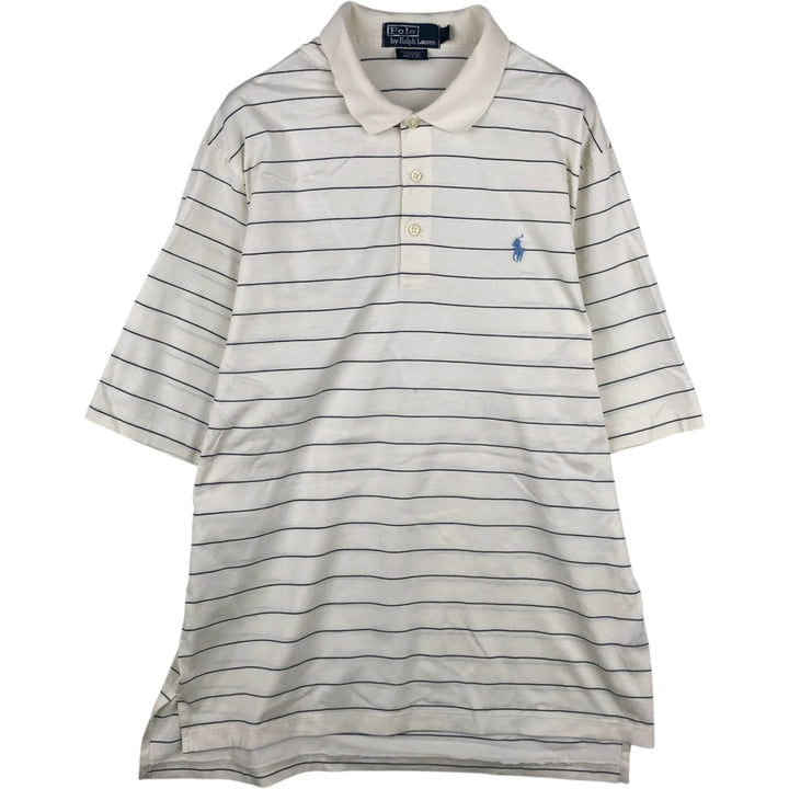 Ralph Lauren POLO by Ralph Lauren short sleeve striped polo shirt, men's size L Pima Cotton white type Vintage Second Hand