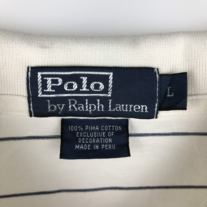 Ralph Lauren POLO by Ralph Lauren short sleeve striped polo shirt, men's size L Pima Cotton white type Vintage Second Hand