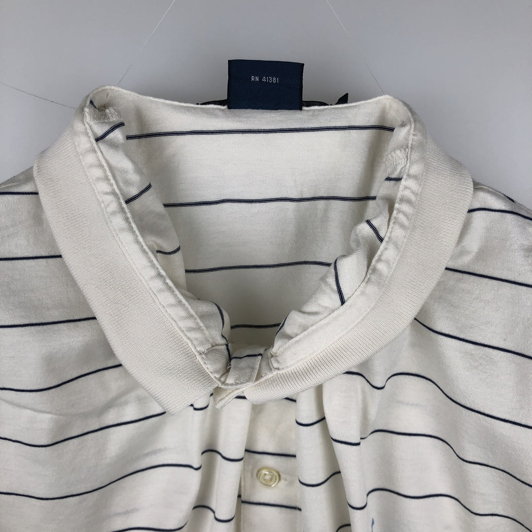 Ralph Lauren POLO by Ralph Lauren short sleeve striped polo shirt, men's size L Pima Cotton white type Vintage Second Hand