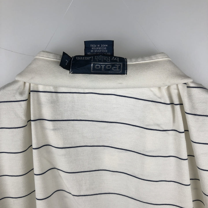 Ralph Lauren POLO by Ralph Lauren short sleeve striped polo shirt, men's size L Pima Cotton white type Vintage Second Hand