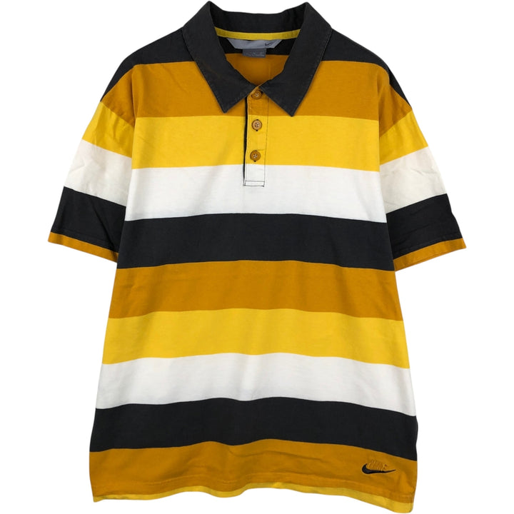 2000'S Nike Short-Sleeve Striped Polo Shirt, Men's Size XL (approx.) cotton yellow type Vintage Second Hand