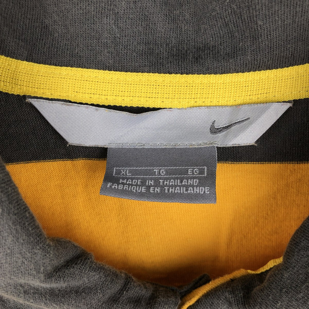 2000'S Nike Short-Sleeve Striped Polo Shirt, Men's Size XL (approx.) cotton yellow type Vintage Second Hand