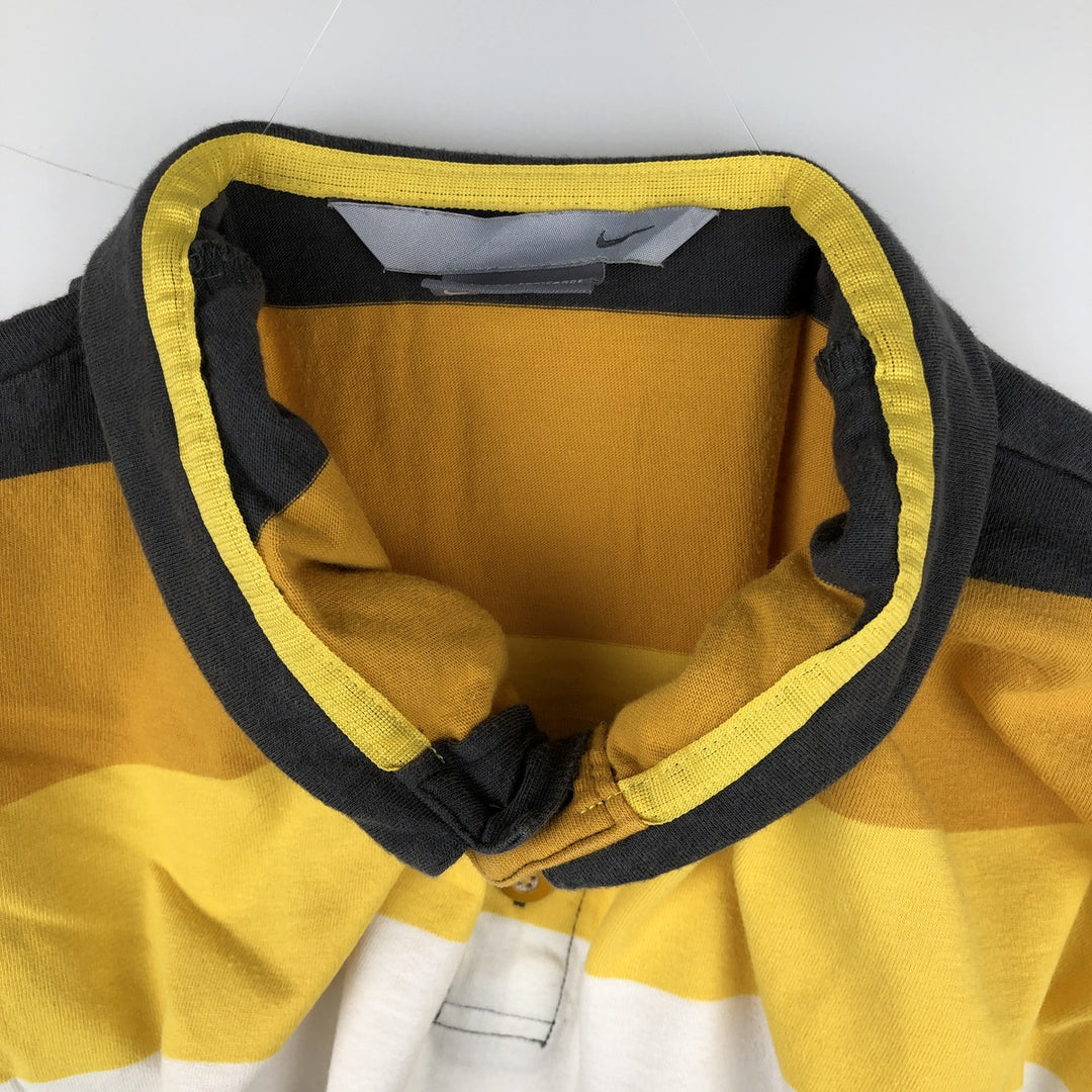 2000'S Nike Short-Sleeve Striped Polo Shirt, Men's Size XL (approx.) cotton yellow type Vintage Second Hand