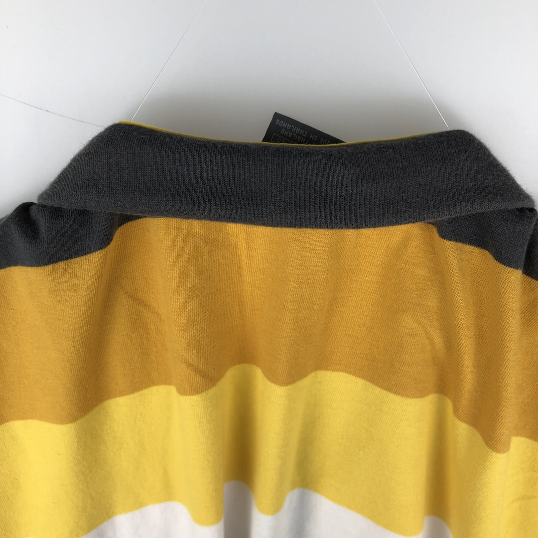 2000'S Nike Short-Sleeve Striped Polo Shirt, Men's Size XL (approx.) cotton yellow type Vintage Second Hand