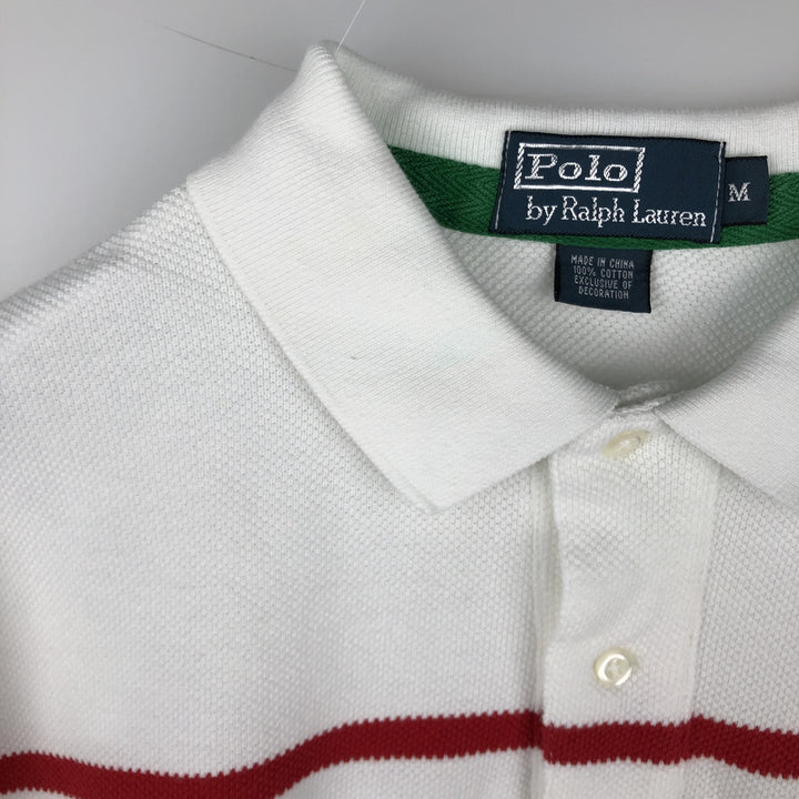 Ralph Lauren POLO by Ralph Lauren short sleeve striped polo shirt, men's size M cotton white type Vintage Second Hand