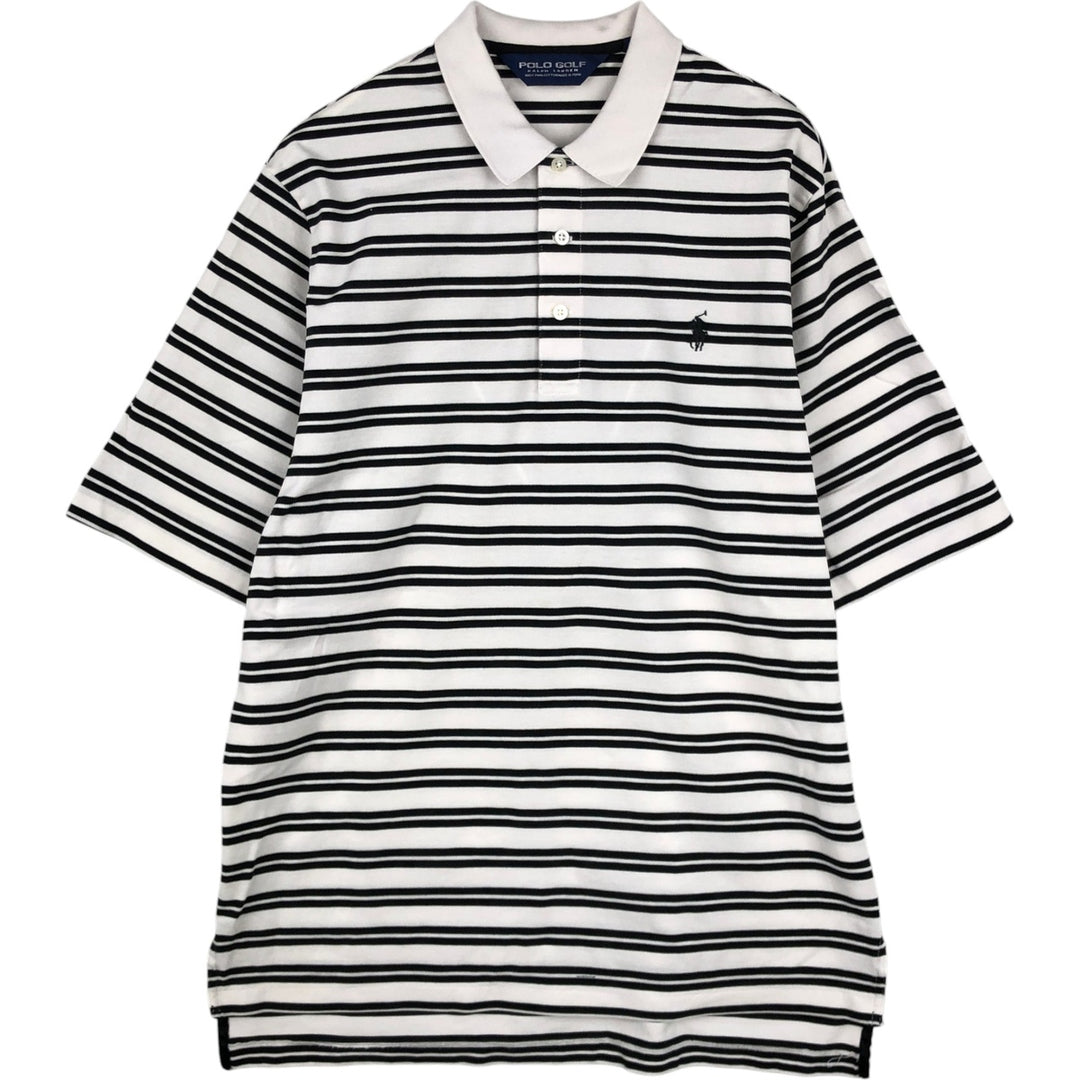 Ralph Lauren POLO GOLF Polo Golf short sleeve striped polo shirt men's size M Pima Cotton white type Vintage Second Hand