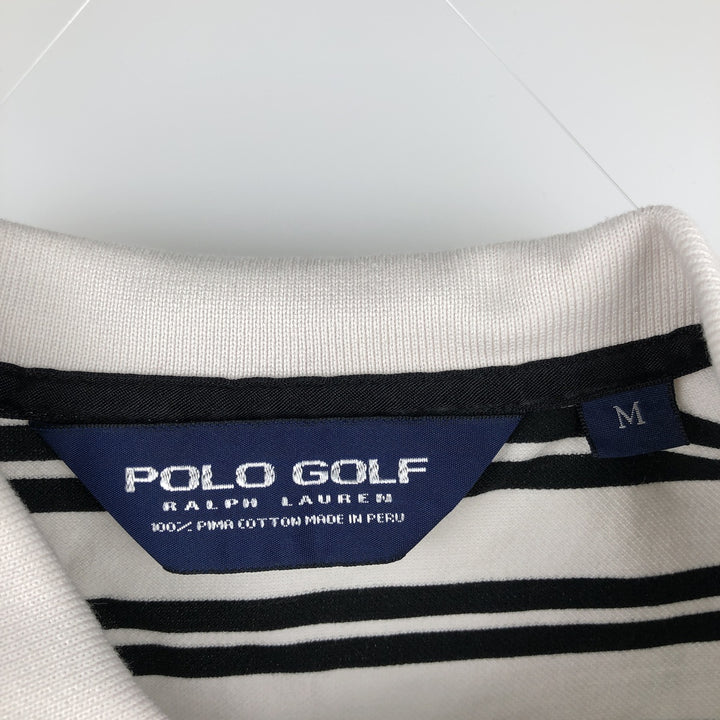 Ralph Lauren POLO GOLF Polo Golf short sleeve striped polo shirt men's size M Pima Cotton white type Vintage Second Hand