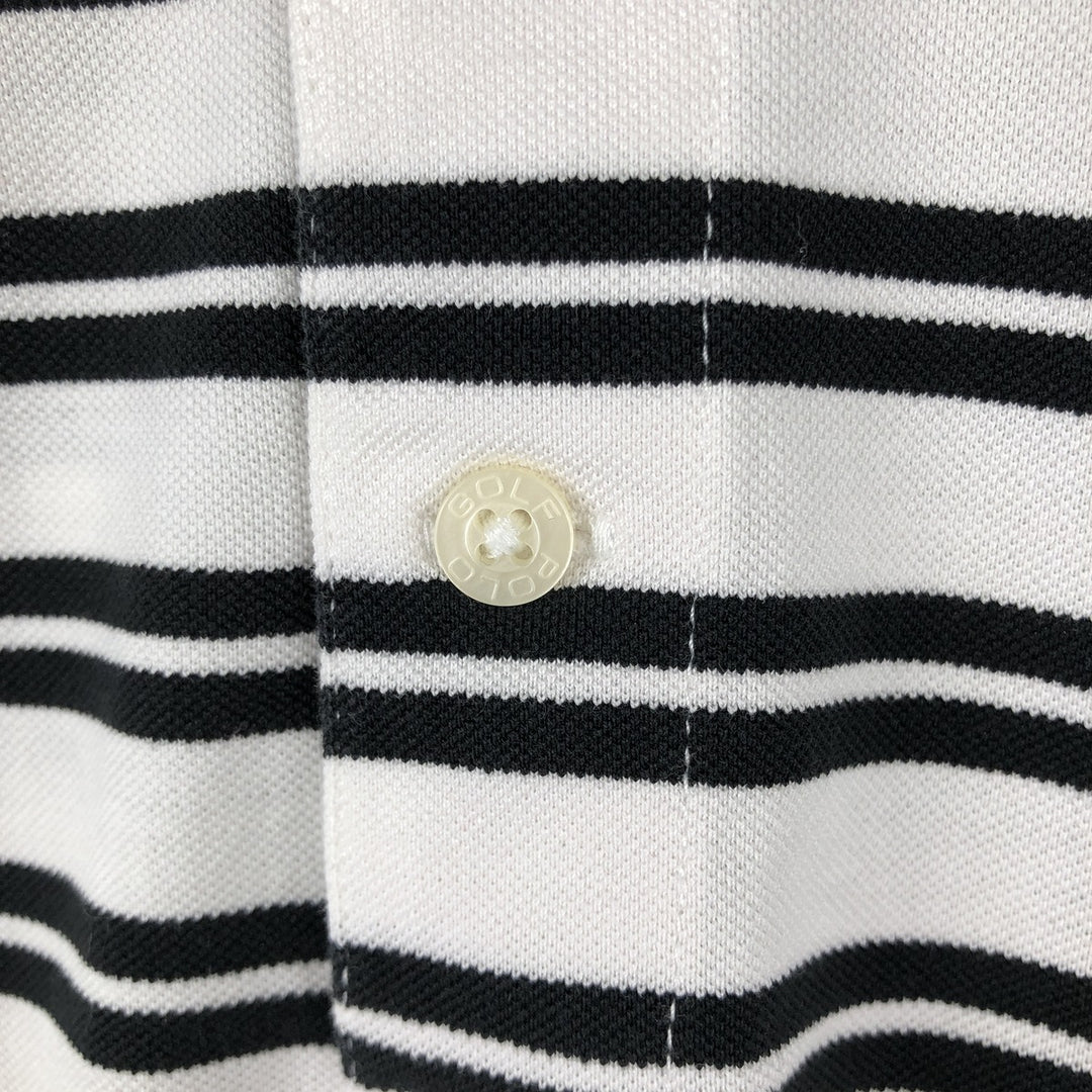 Ralph Lauren POLO GOLF Polo Golf short sleeve striped polo shirt men's size M Pima Cotton white type Vintage Second Hand