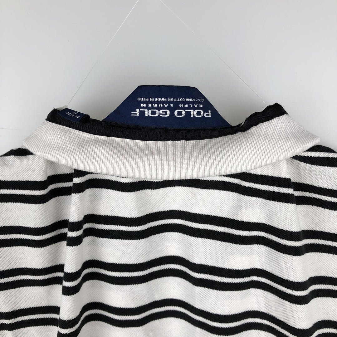 Ralph Lauren POLO GOLF Polo Golf short sleeve striped polo shirt men's size M Pima Cotton white type Vintage Second Hand