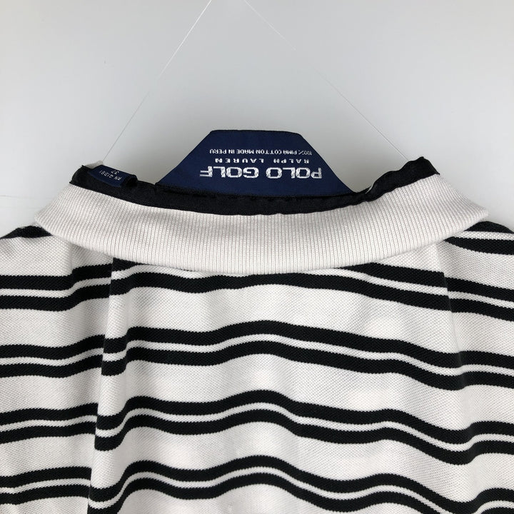 Ralph Lauren POLO GOLF Polo Golf short sleeve striped polo shirt men's size M Pima Cotton white type Vintage Second Hand
