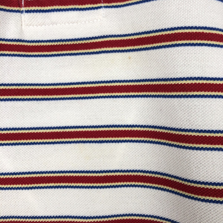 Ralph Lauren POLO GOLF Multi-border short sleeve striped polo shirt, men's size L cotton unbleached Vintage Second Hand