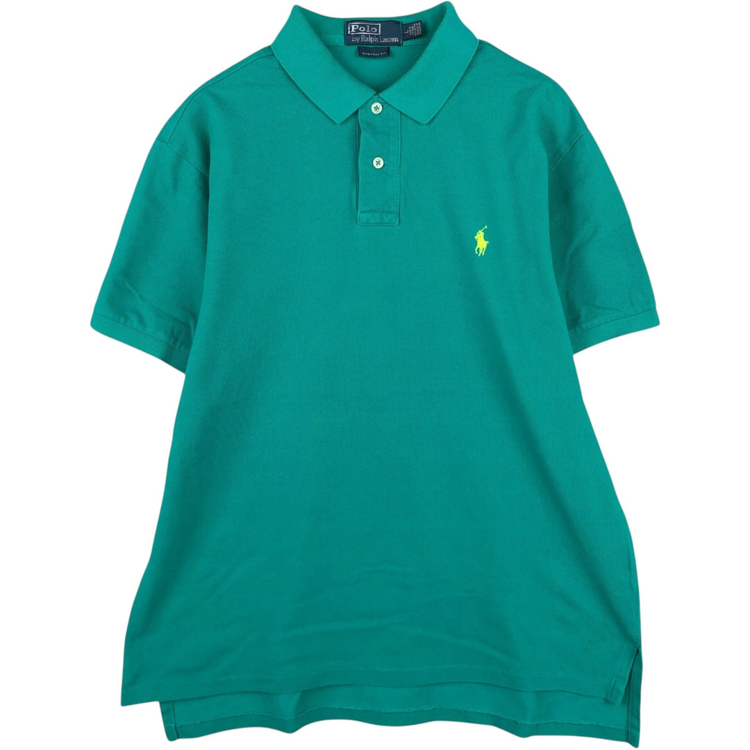 Ralph Lauren POLO by Ralph Lauren CUSTOM FIT short sleeve polo shirt, men's size L cotton Emerald green Vintage Second Hand