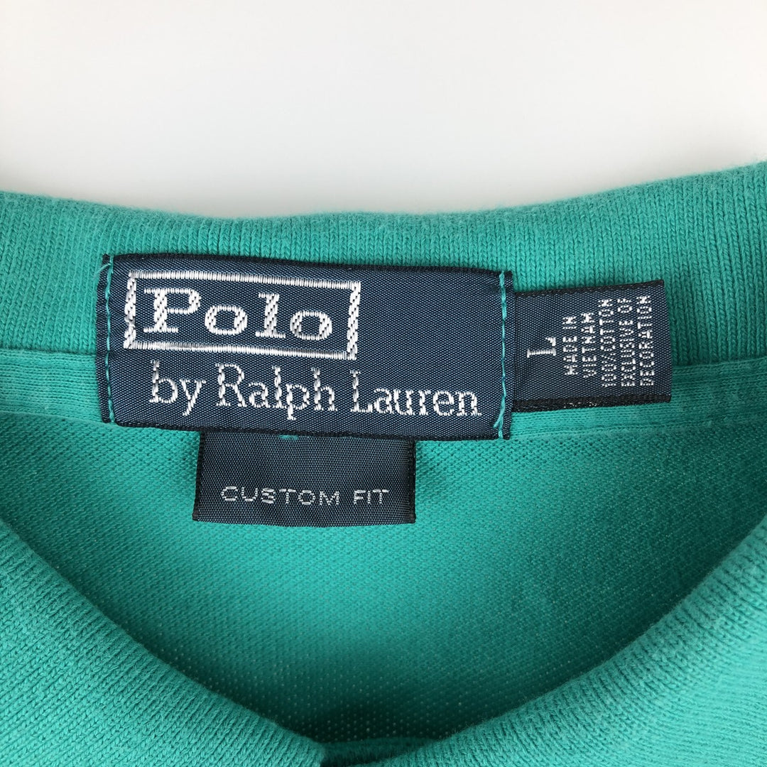 Ralph Lauren POLO by Ralph Lauren CUSTOM FIT short sleeve polo shirt, men's size L cotton Emerald green Vintage Second Hand