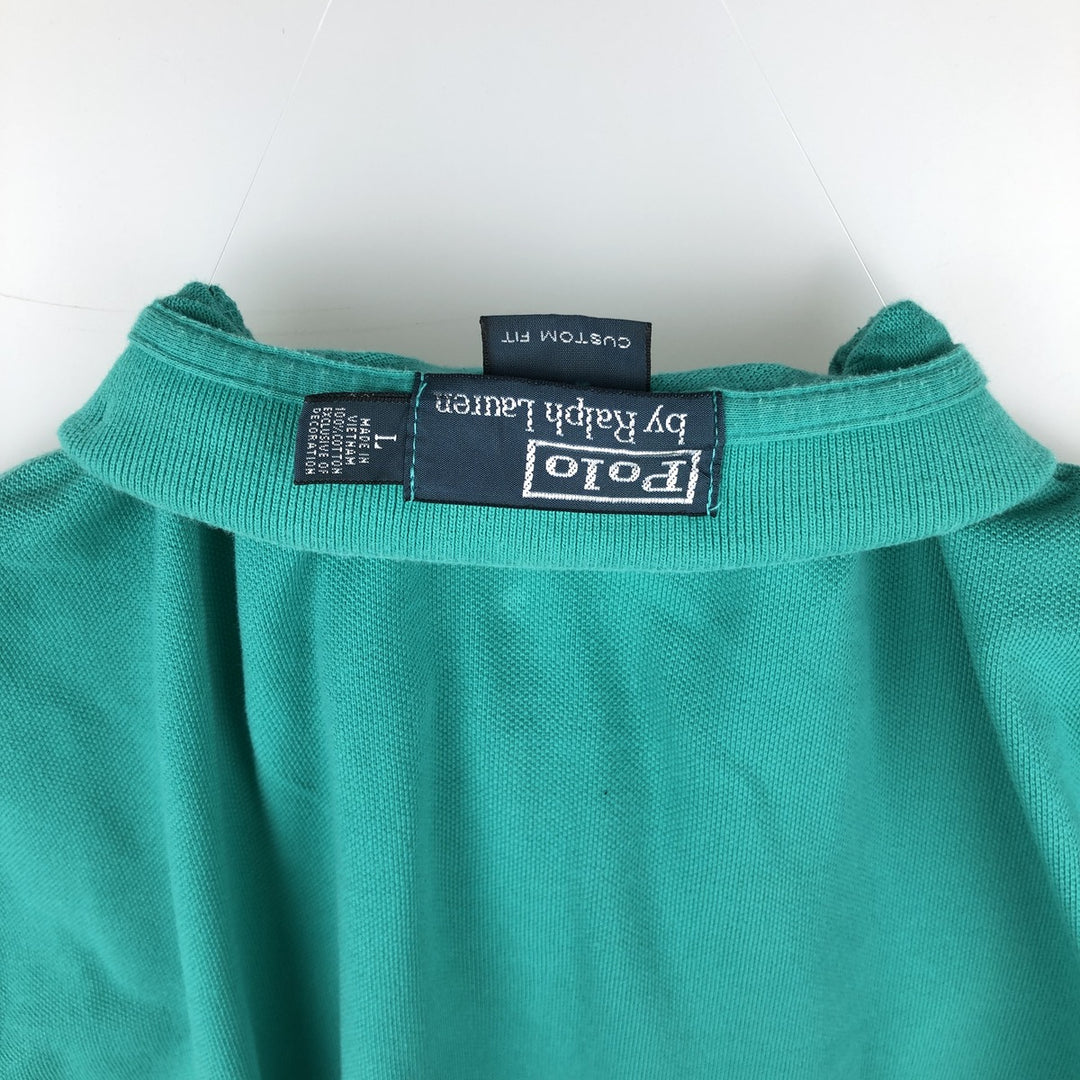 Ralph Lauren POLO by Ralph Lauren CUSTOM FIT short sleeve polo shirt, men's size L cotton Emerald green Vintage Second Hand
