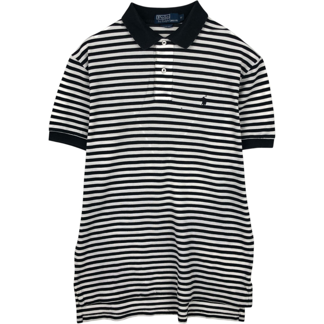 Ralph Lauren POLO by Ralph Lauren short sleeve striped polo shirt, men's size M Pima Cotton black type Vintage Second Hand