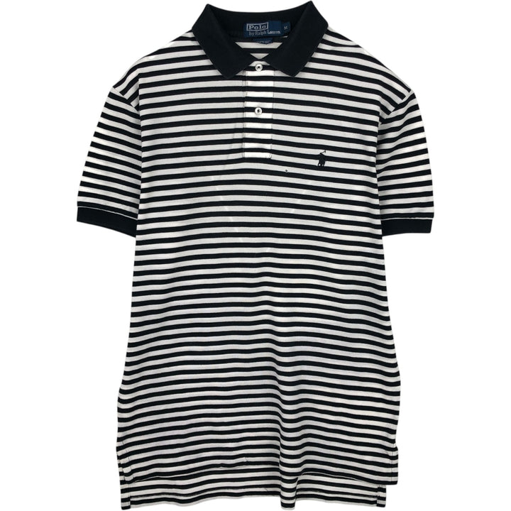 Ralph Lauren POLO by Ralph Lauren short sleeve striped polo shirt, men's size M Pima Cotton black type Vintage Second Hand