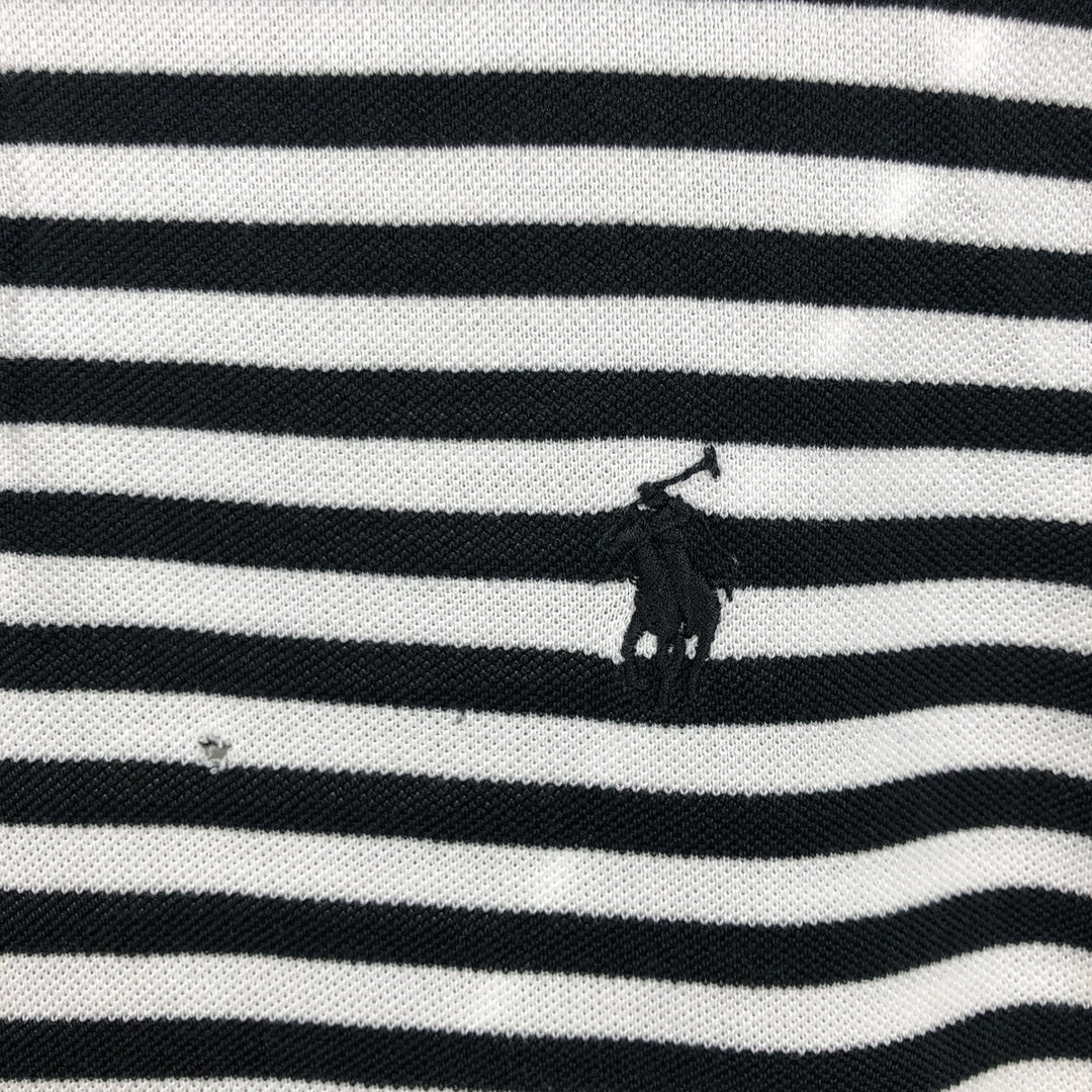 Ralph Lauren POLO by Ralph Lauren short sleeve striped polo shirt, men's size M Pima Cotton black type Vintage Second Hand