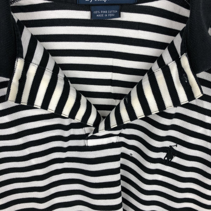 Ralph Lauren POLO by Ralph Lauren short sleeve striped polo shirt, men's size M Pima Cotton black type Vintage Second Hand