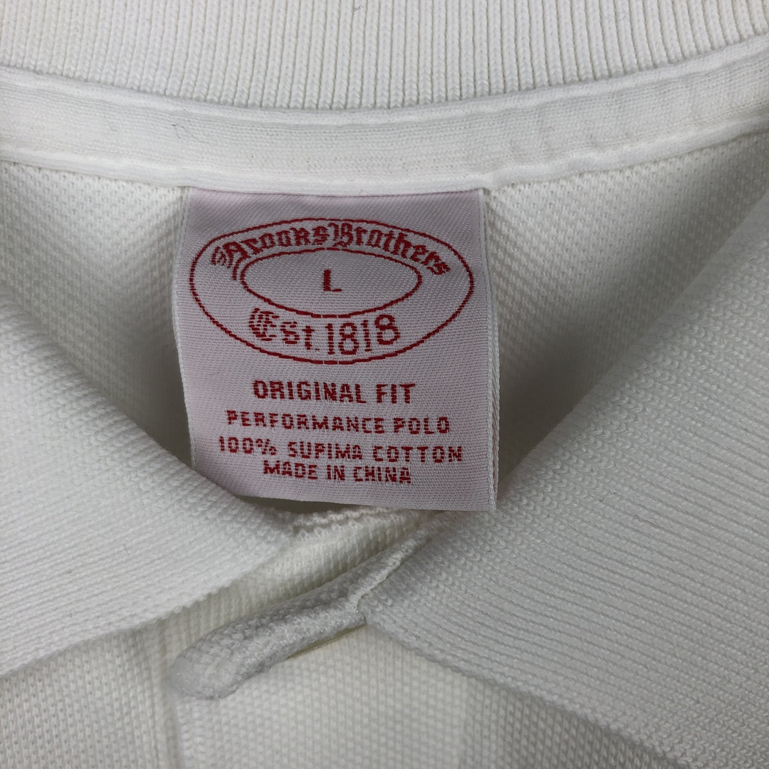 Brooks Brothers 1818 Short-Sleeve Polo Shirt, Men's Size L (approx.) Pima Cotton white type Vintage Second Hand