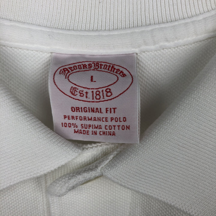 Brooks Brothers 1818 Short-Sleeve Polo Shirt, Men's Size L (approx.) Pima Cotton white type Vintage Second Hand
