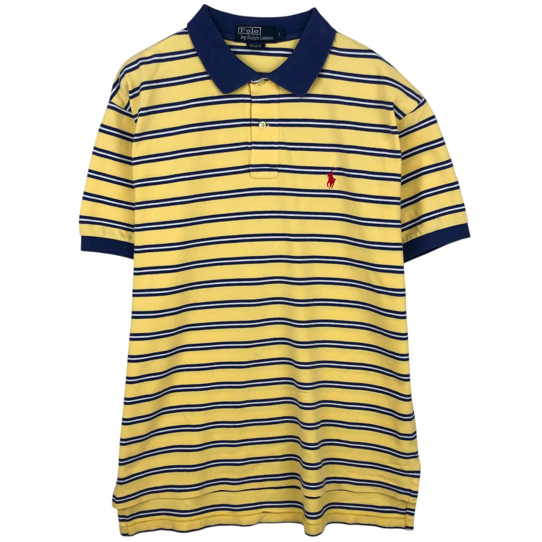 Ralph Lauren POLO by Ralph Lauren short sleeve striped polo shirt, men's size L cotton yellow type Vintage Second Hand