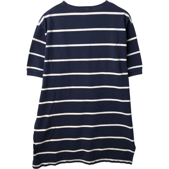 Ralph Lauren POLO by Ralph Lauren Cut-off Short-Sleeve Striped Polo Shirt, Men's Size XL (approx.) cotton navy blue type Vintage Second Hand