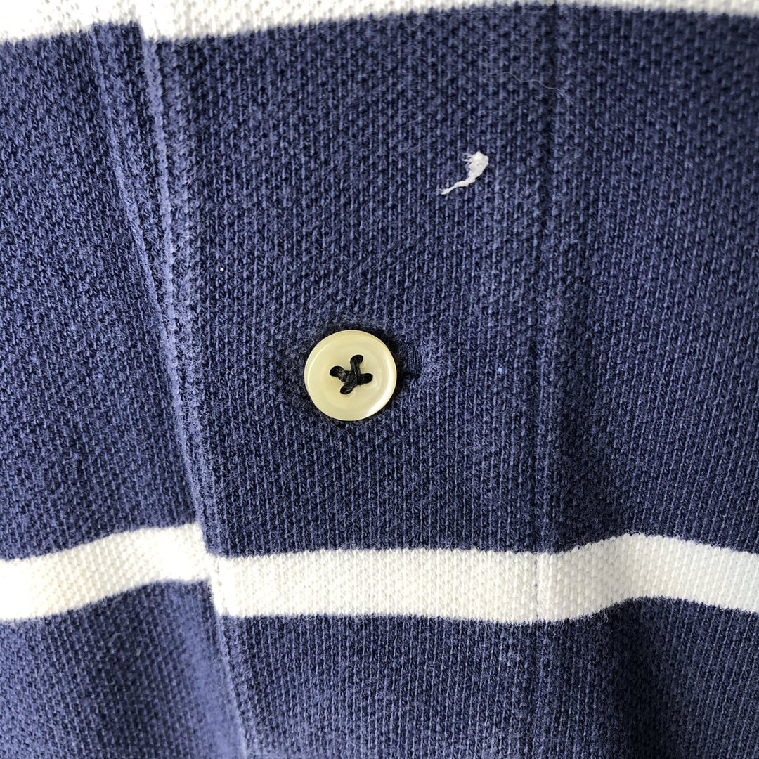 Ralph Lauren POLO by Ralph Lauren Cut-off Short-Sleeve Striped Polo Shirt, Men's Size XL (approx.) cotton navy blue type Vintage Second Hand