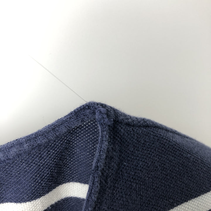 Ralph Lauren POLO by Ralph Lauren Cut-off Short-Sleeve Striped Polo Shirt, Men's Size XL (approx.) cotton navy blue type Vintage Second Hand