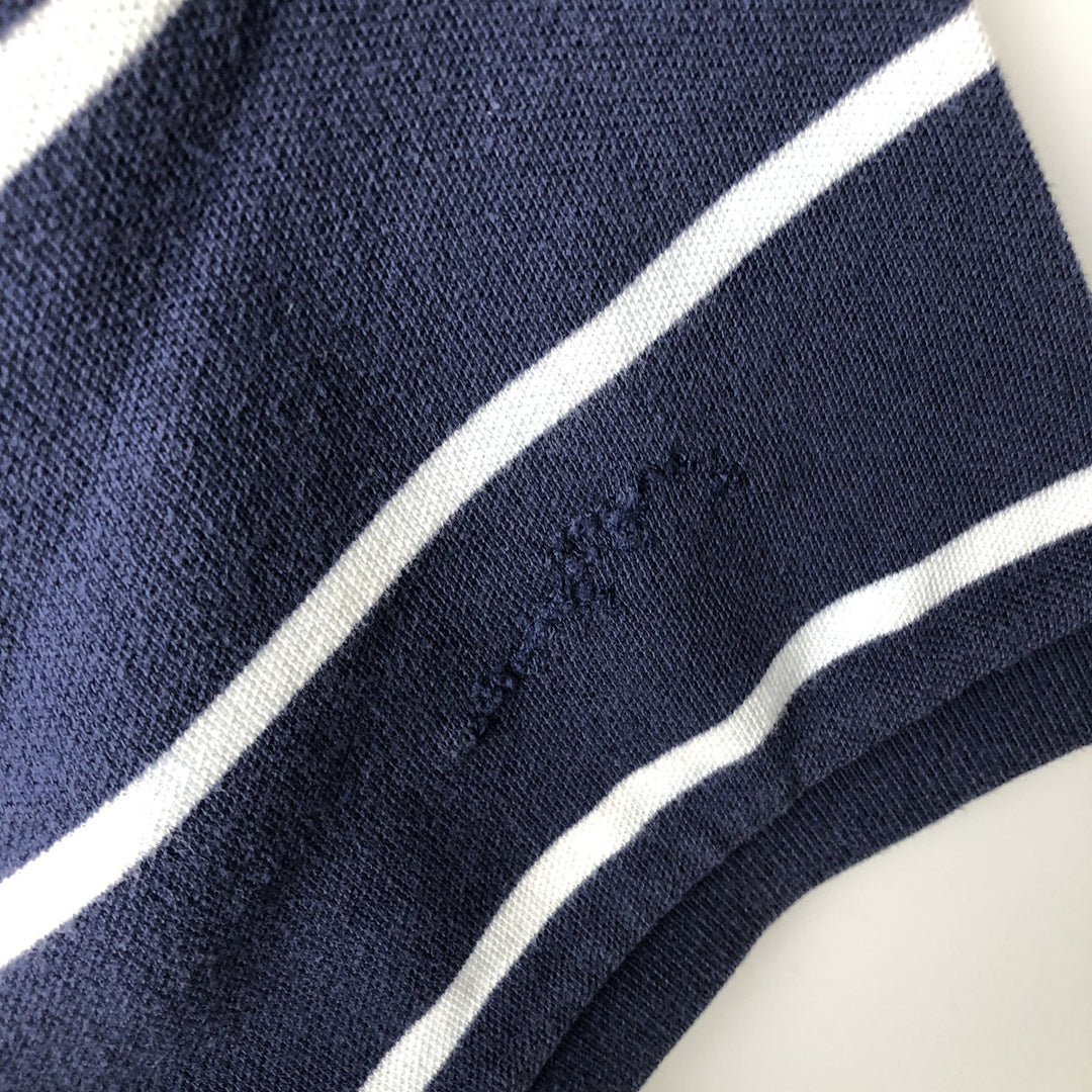 Ralph Lauren POLO by Ralph Lauren Cut-off Short-Sleeve Striped Polo Shirt, Men's Size XL (approx.) cotton navy blue type Vintage Second Hand