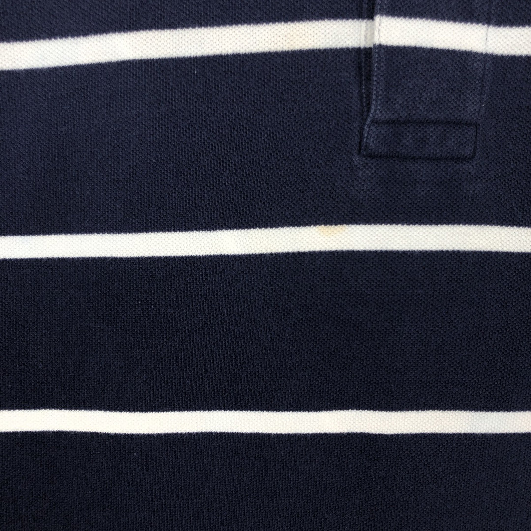 Ralph Lauren POLO by Ralph Lauren Cut-off Short-Sleeve Striped Polo Shirt, Men's Size XL (approx.) cotton navy blue type Vintage Second Hand