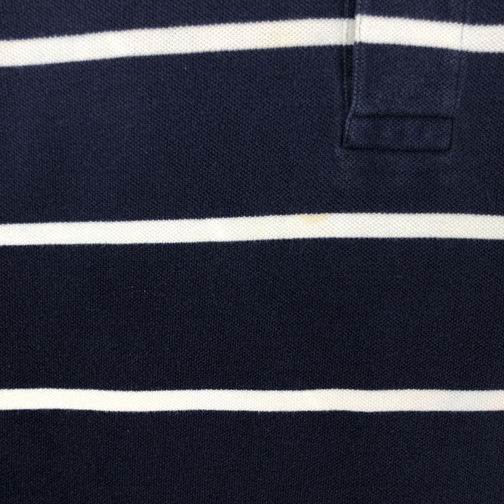 Ralph Lauren POLO by Ralph Lauren Cut-off Short-Sleeve Striped Polo Shirt, Men's Size XL (approx.) cotton navy blue type Vintage Second Hand