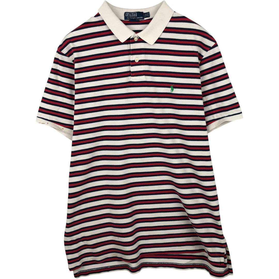 Ralph Lauren POLO by Ralph Lauren CUSTOM FIT Multi-stripe Short-Sleeve Polo Shirt, Men's XXL equivalent. cotton white type Vintage Second Hand