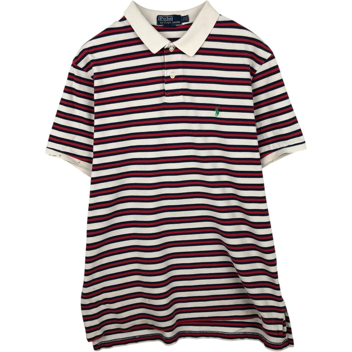 Ralph Lauren POLO by Ralph Lauren CUSTOM FIT Multi-stripe Short-Sleeve Polo Shirt, Men's XXL equivalent. cotton white type Vintage Second Hand
