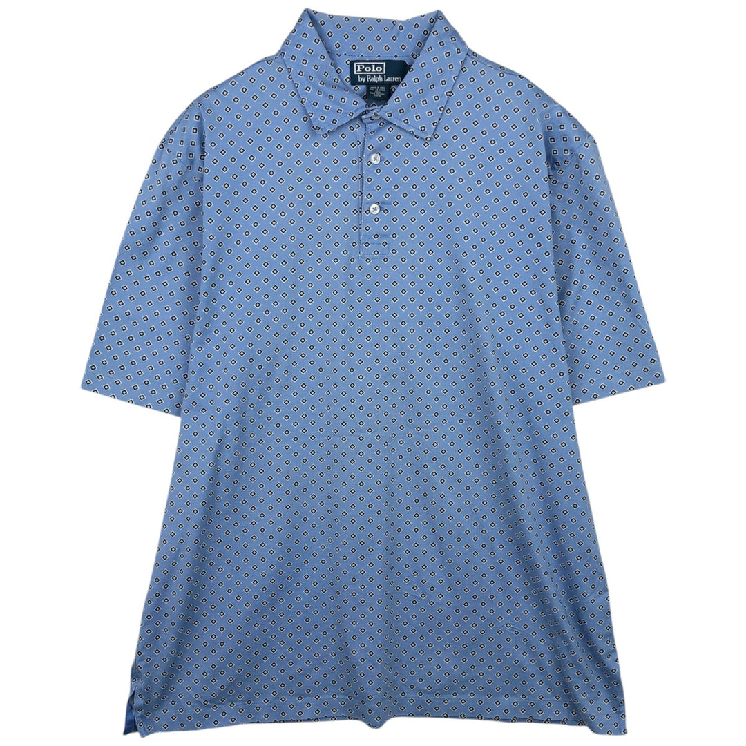 Ralph Lauren POLO by Ralph Lauren All-over print short-sleeve polo shirt, men's size L cotton blue type Vintage Second Hand
