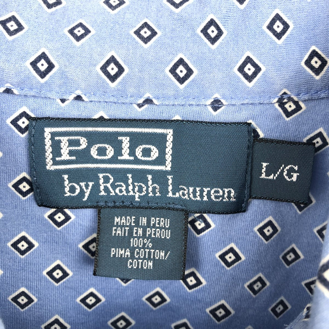 Ralph Lauren POLO by Ralph Lauren All-over print short-sleeve polo shirt, men's size L cotton blue type Vintage Second Hand