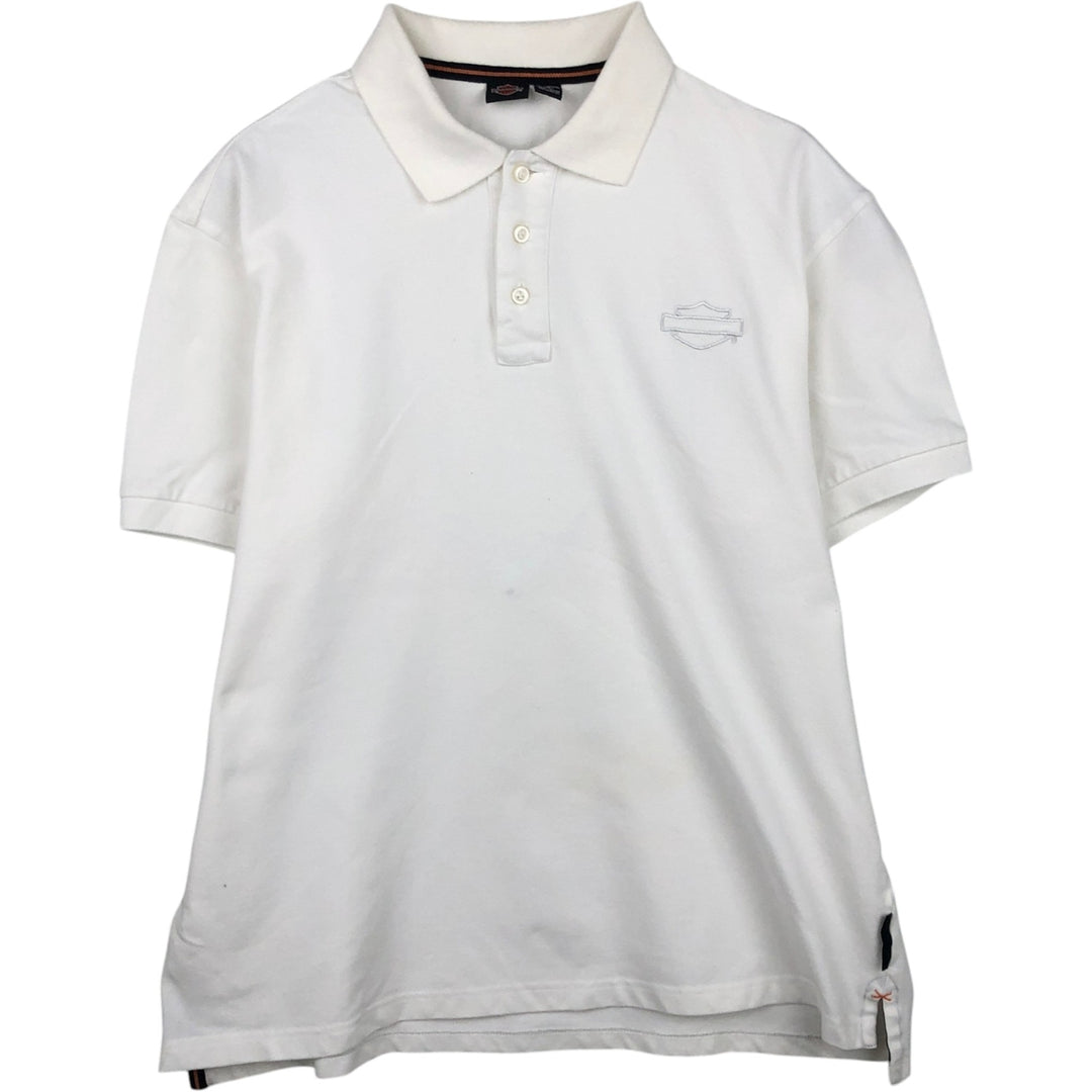 Harley-Davidson short-sleeved polo shirt, size L for men cotton white type Vintage Second Hand