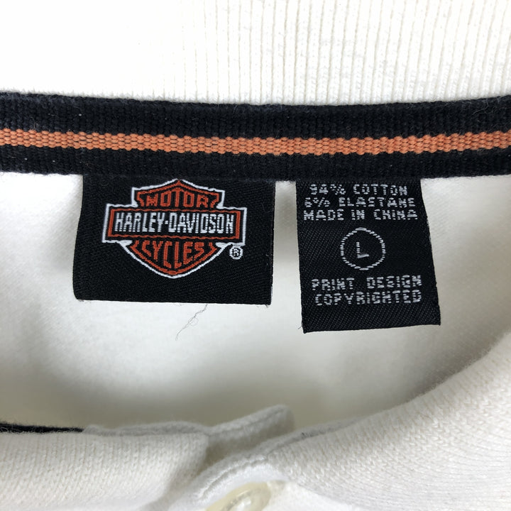 Harley-Davidson short-sleeved polo shirt, size L for men cotton white type Vintage Second Hand