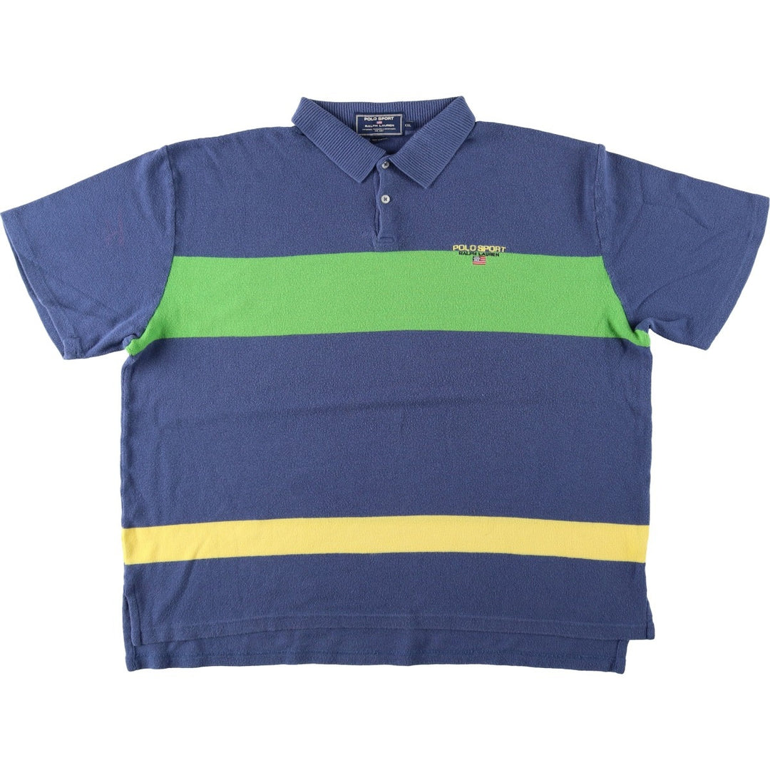 1990'S Ralph Lauren POLO SPORT short-sleeved polo shirt, men's size XXL equivalent, vintage. cotton navy blue type Vintage Second Hand