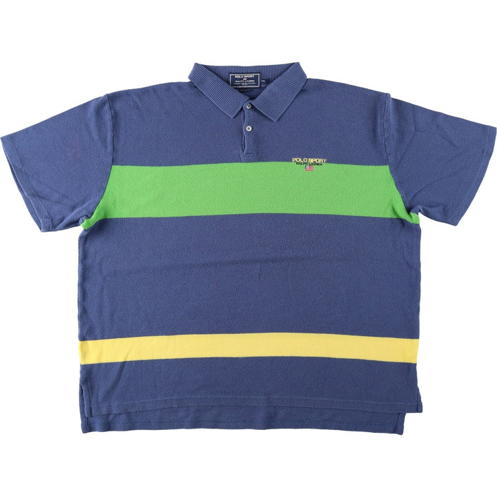 1990'S Ralph Lauren POLO SPORT short-sleeved polo shirt, men's size XXL equivalent, vintage. cotton navy blue type Vintage Second Hand