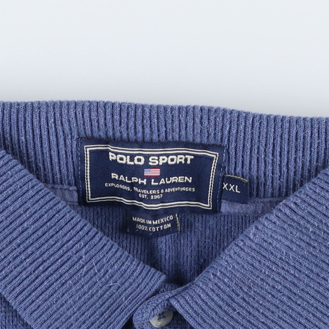 1990'S Ralph Lauren POLO SPORT short-sleeved polo shirt, men's size XXL equivalent, vintage. cotton navy blue type Vintage Second Hand