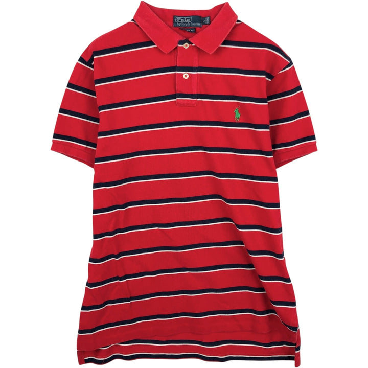 Ralph Lauren POLO by Ralph Lauren CUSTOM FIT short sleeve striped polo shirt men's size L cotton red type Vintage Second Hand