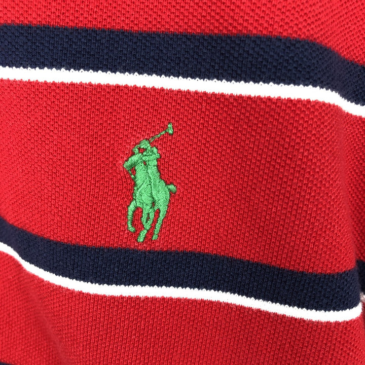 Ralph Lauren POLO by Ralph Lauren CUSTOM FIT short sleeve striped polo shirt men's size L cotton red type Vintage Second Hand