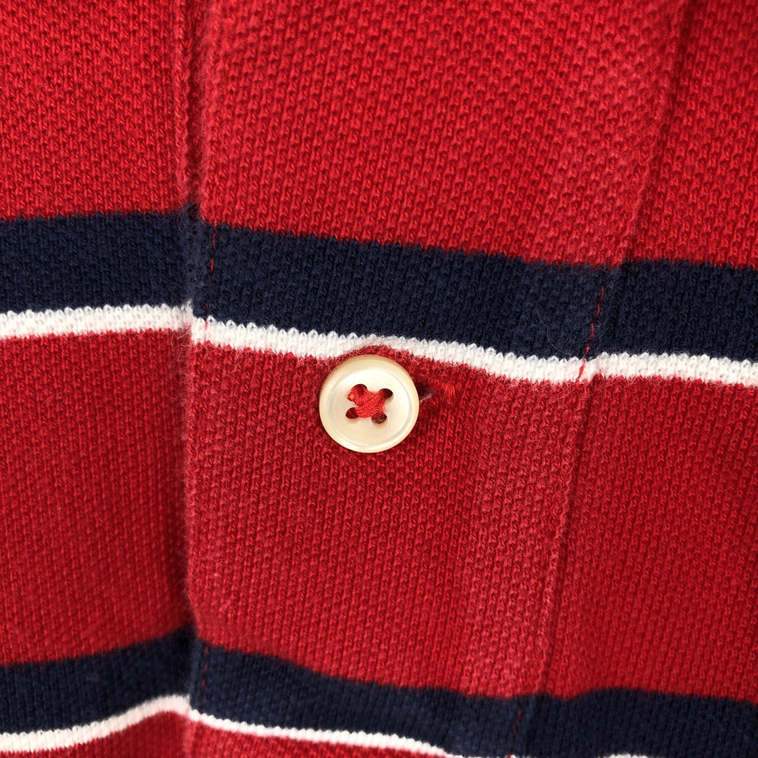 Ralph Lauren POLO by Ralph Lauren CUSTOM FIT short sleeve striped polo shirt men's size L cotton red type Vintage Second Hand