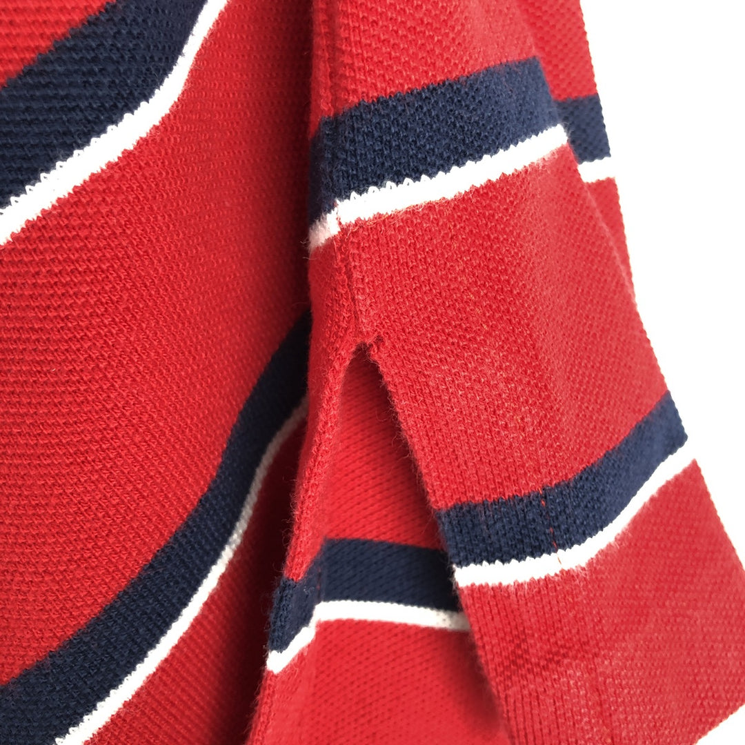 Ralph Lauren POLO by Ralph Lauren CUSTOM FIT short sleeve striped polo shirt men's size L cotton red type Vintage Second Hand