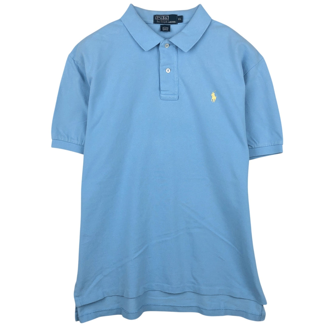 Ralph Lauren POLO by Ralph Lauren short sleeve polo shirt, men's XL size cotton Blue type light blue Vintage Second Hand