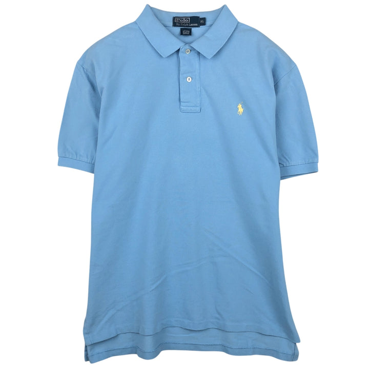 Ralph Lauren POLO by Ralph Lauren short sleeve polo shirt, men's XL size cotton Blue type light blue Vintage Second Hand