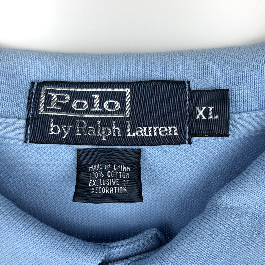 Ralph Lauren POLO by Ralph Lauren short sleeve polo shirt, men's XL size cotton Blue type light blue Vintage Second Hand