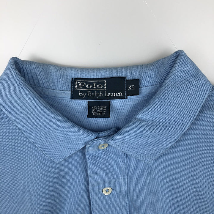 Ralph Lauren POLO by Ralph Lauren short sleeve polo shirt, men's XL size cotton Blue type light blue Vintage Second Hand