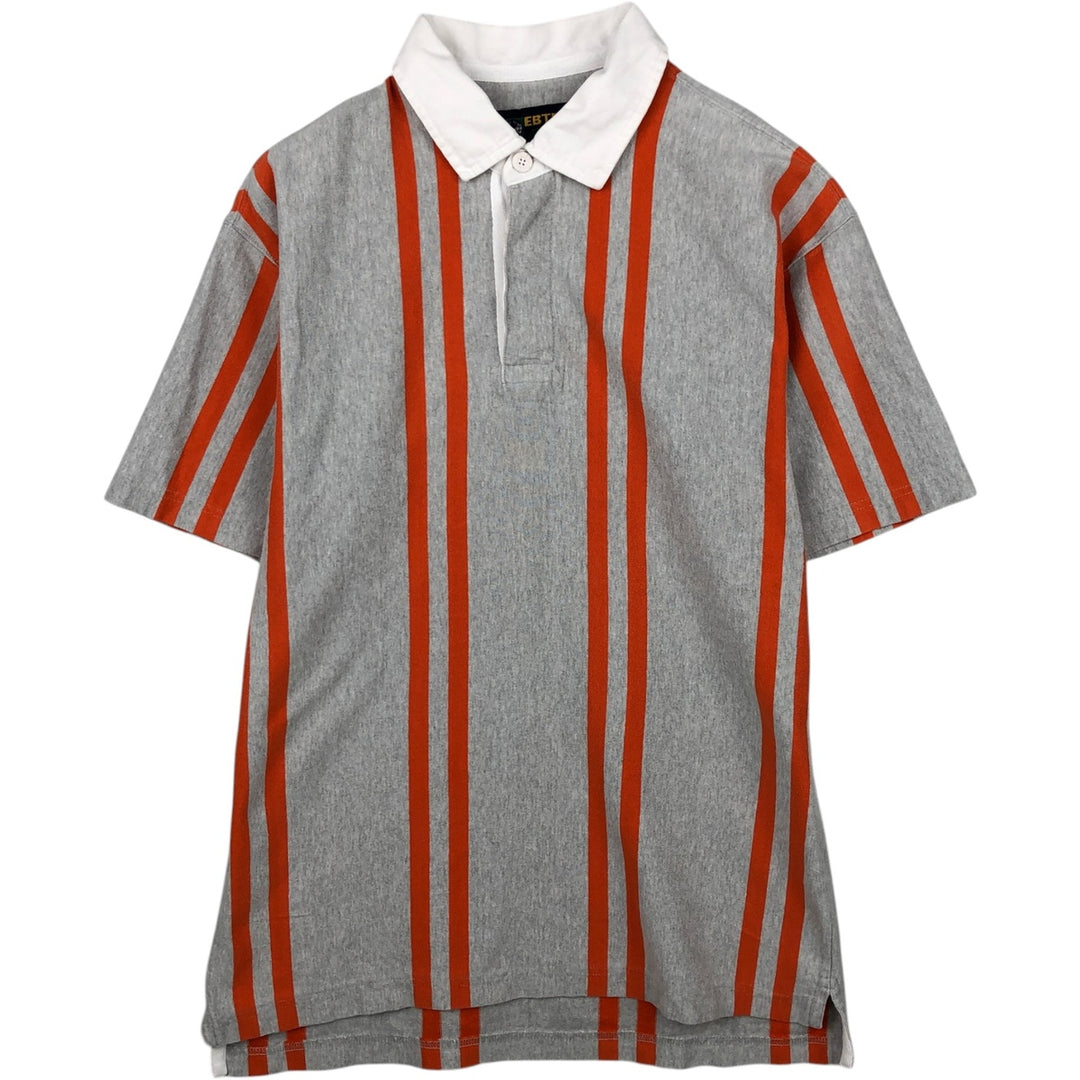 1990'S Eddie Bauer EBTEK Short-Sleeve Striped Polo Shirt, Men's Size S (Equivalent), Vintage cotton gray type Vintage Second Hand