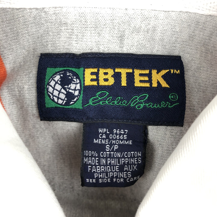 1990'S Eddie Bauer EBTEK Short-Sleeve Striped Polo Shirt, Men's Size S (Equivalent), Vintage cotton gray type Vintage Second Hand